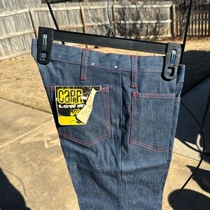 NOS Deadstock 1960s Unisex Flare Jeans Capers Low Rise Blue Denim Talon Zipper